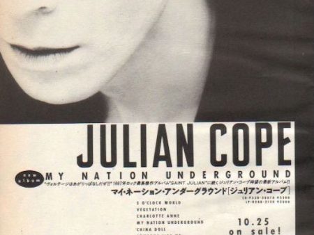 Julian Cope 1988 11 My Nation Underground Japan album promo ad For Cheap