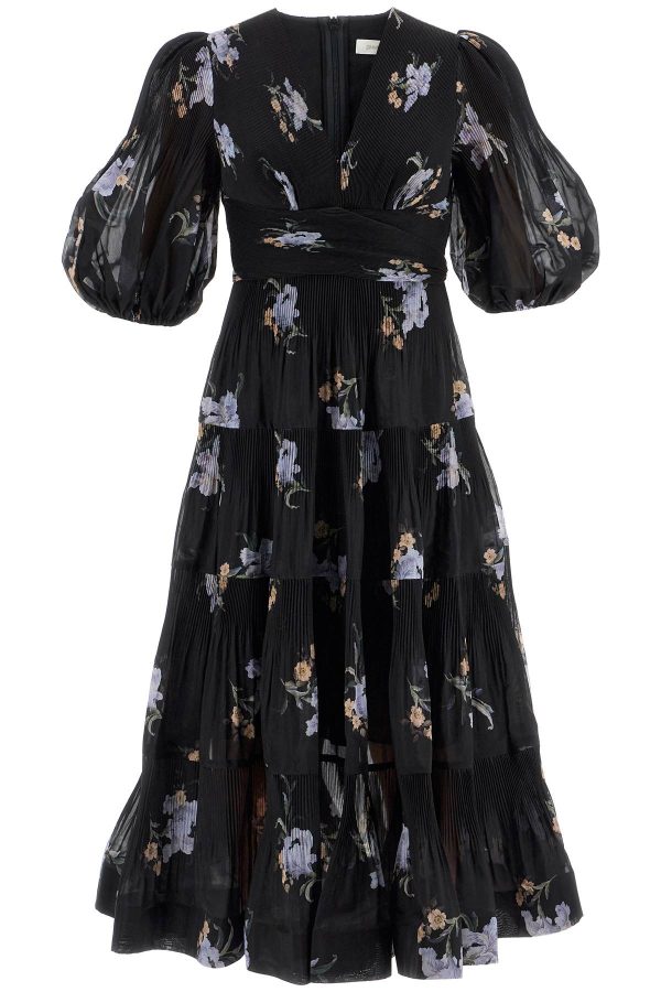 Zimmermann Floral Pleated Midi Dress Supply