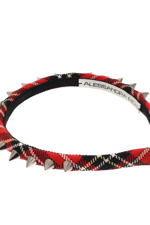 Alessandra Rich Tartan Headband With Spike Online Hot Sale