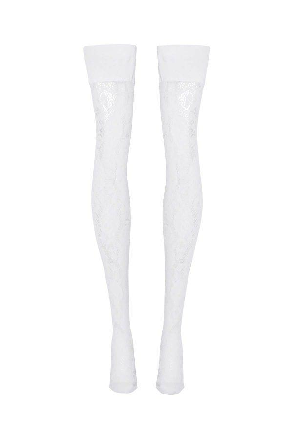 Alessandra Rich Lace Thigh-High Stockings With on Sale