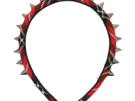 Alessandra Rich Tartan Headband With Spike Online Hot Sale