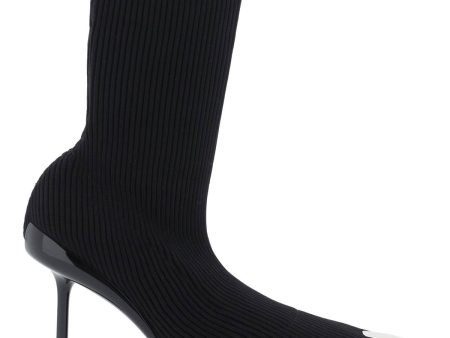 Alexander Mcqueen Knit Slash Ankle Boots Online Sale