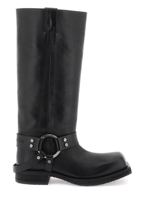 Acne Studios Leather Biker Boots In Online Sale