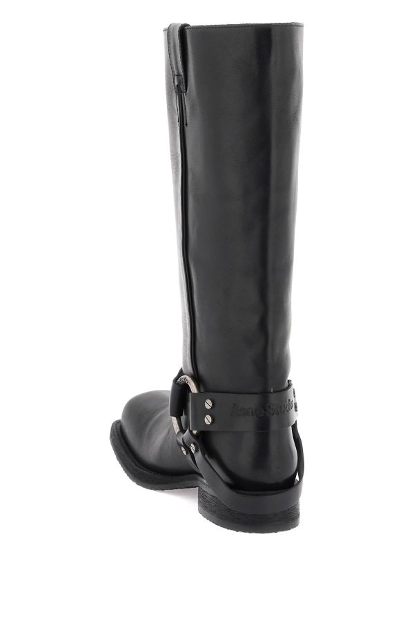 Acne Studios Leather Biker Boots In Online Sale