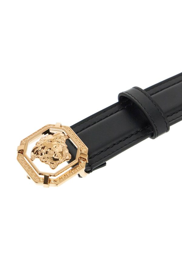 Versace Leather Medusa Belt With Online now