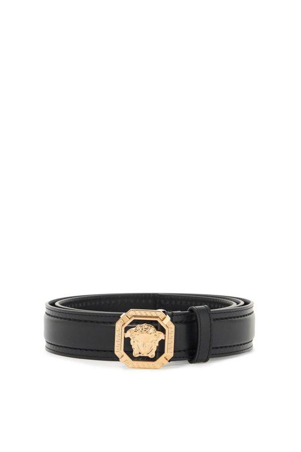 Versace Leather Medusa Belt With Online now