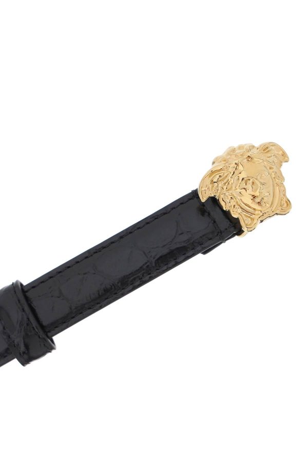 Versace La Medusa Croco-Embossed Belt For Sale