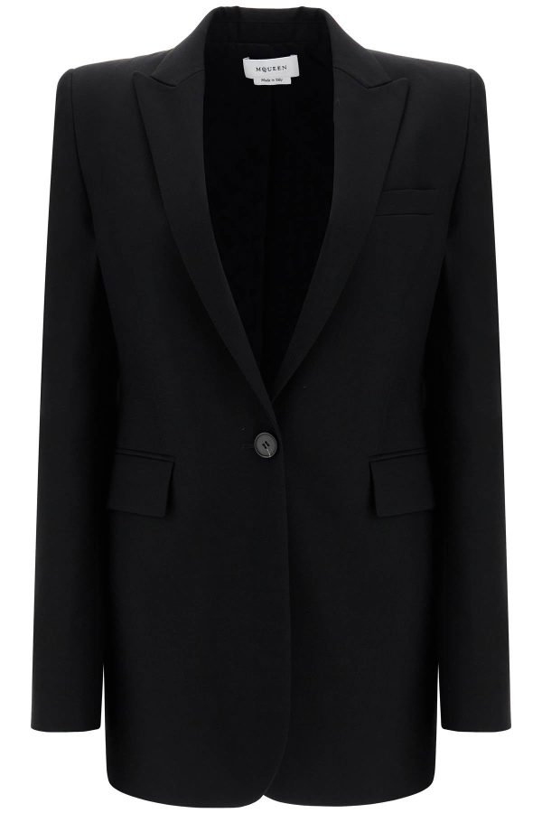 Alexander Mcqueen Gabardine Jacket With Chain Hot on Sale