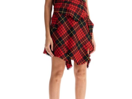 Alexander Mcqueen Distressed Wool Tartan Mini Dress For Sale