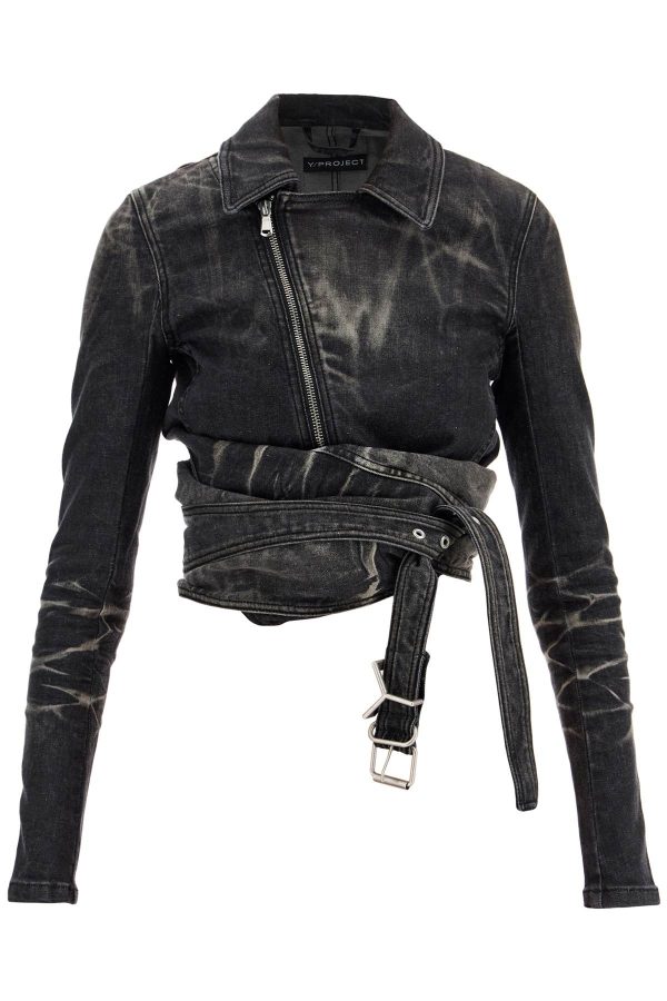 Y Project Denim Jacket With Criss-Cross Belt Discount