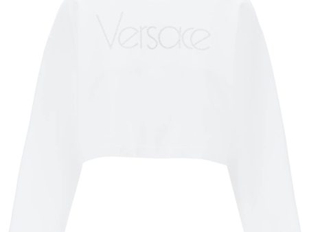 Versace Cropped Sweatshirt With Rhinestone Online now