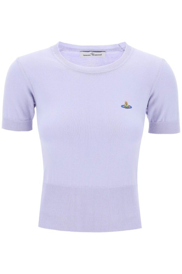 Vivienne Westwood Bea Short-Sleeve Sweater With Orb Embroidery on Sale