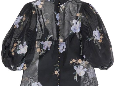 Zimmermann Illustrated Blouse With Pleated Sleeves Fashion