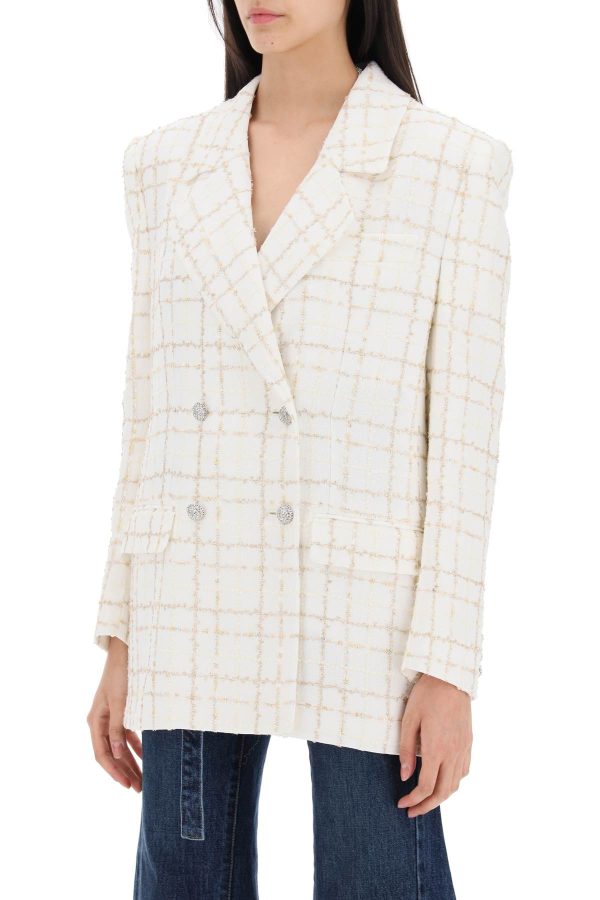 Alessandra Rich Oversized Tweed Jacket With Plaid Pattern Supply