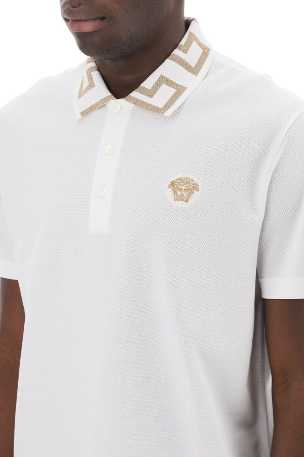 Versace Polo Shirt With Greca Collar Online Sale