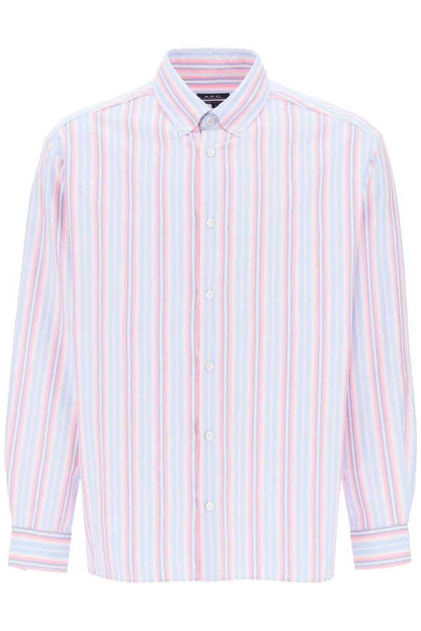 A.P.C. Mathias Striped Oxford Shirt Sale