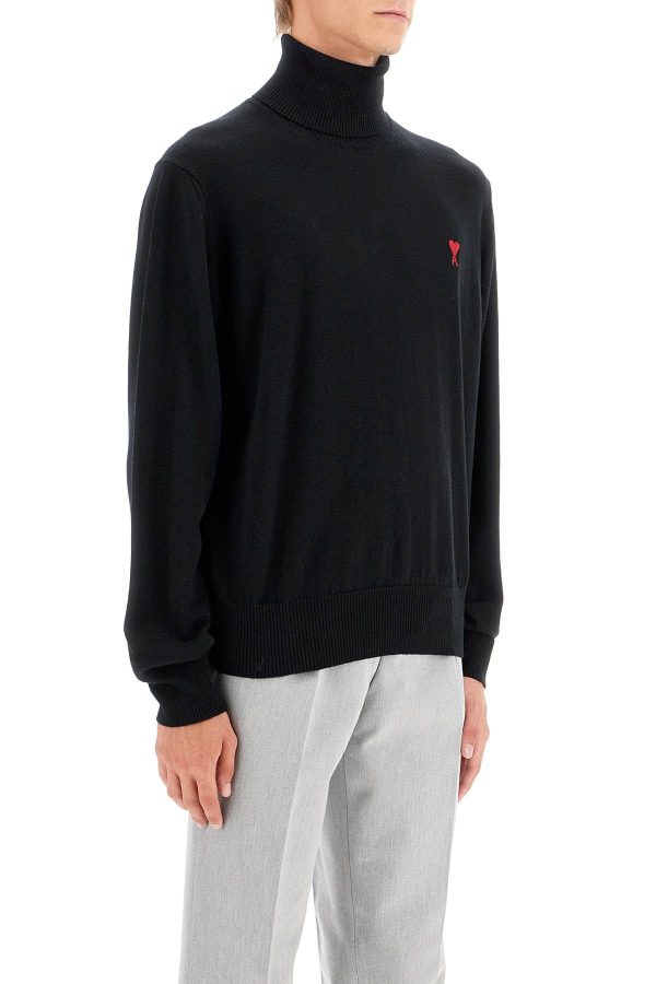 Ami Alexandre Matiussi High-Neck Merino Wool Pullover Sweater For Cheap