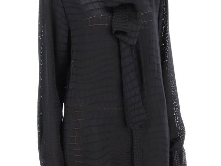 Versace Crocodile Effect Tie-Neck Shirt Online