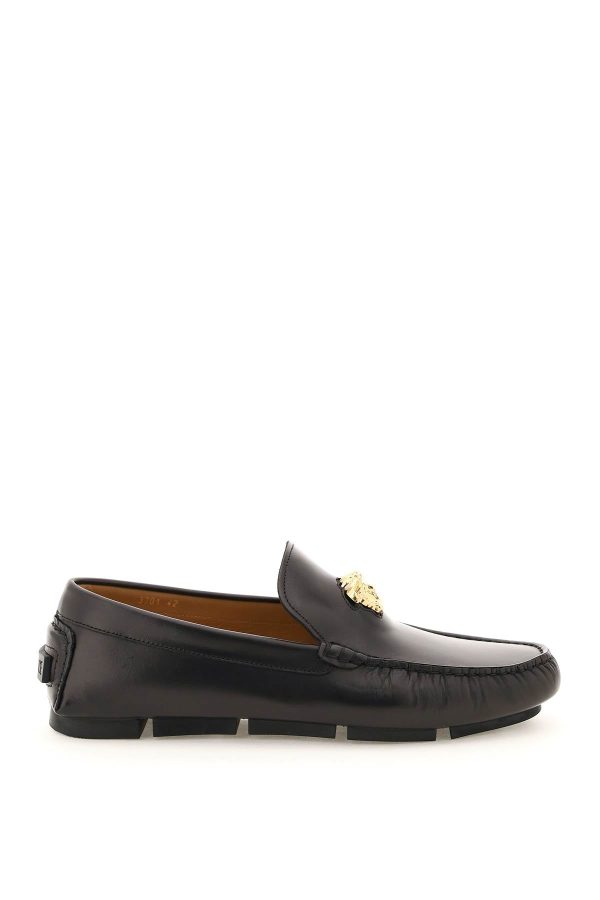 Versace La Medusa Leather Loafers For Sale