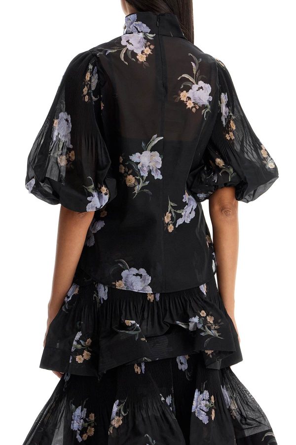 Zimmermann Illustrated Blouse With Pleated Sleeves Fashion