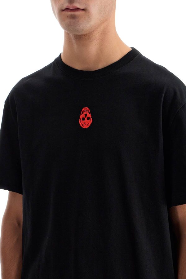 Alexander Mcqueen Skull Embroidered T-Shirt Hot on Sale