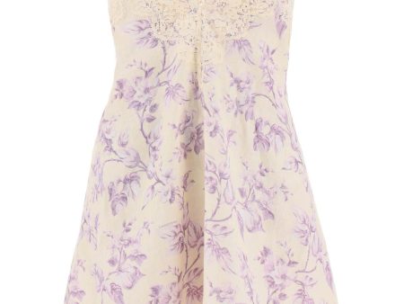 Zimmermann Mini Linen Dress With Lace Trim For Discount