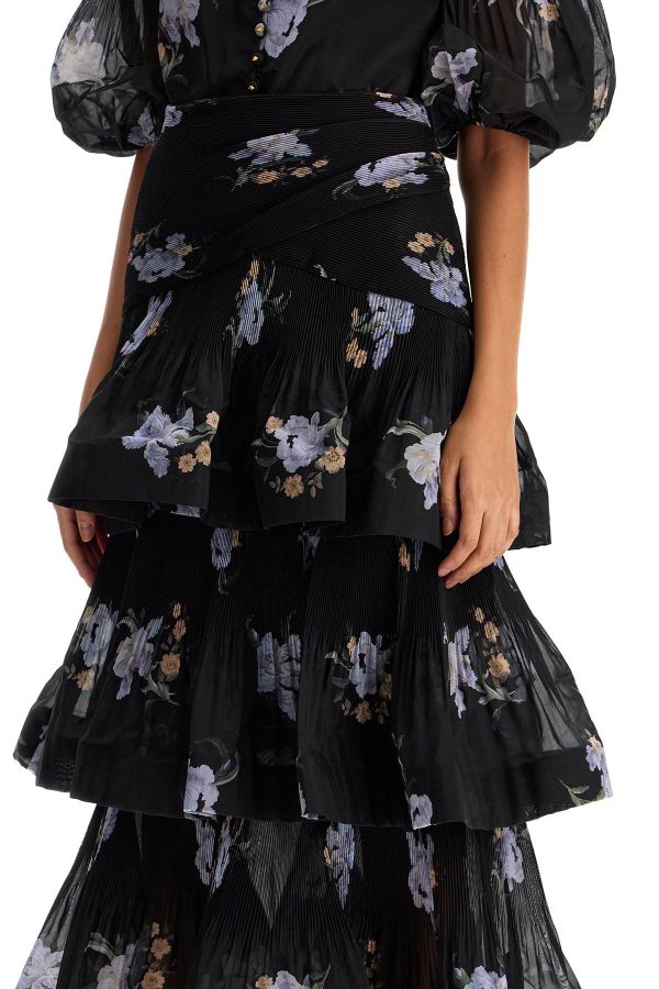 Zimmermann Pleated Ruffle Skirt With Floral Print For Discount