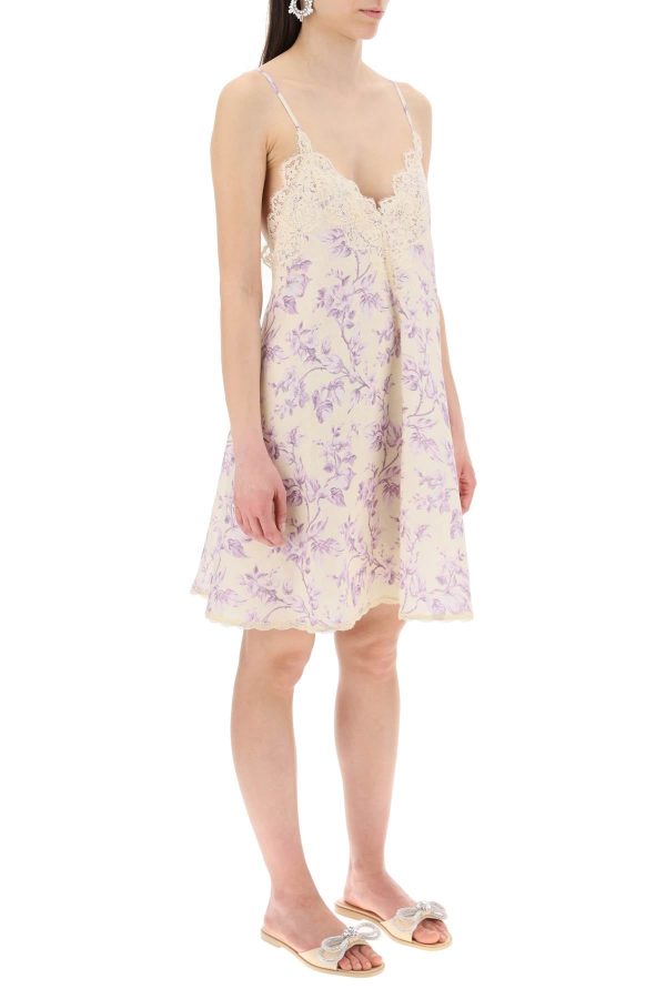 Zimmermann Mini Linen Dress With Lace Trim For Discount