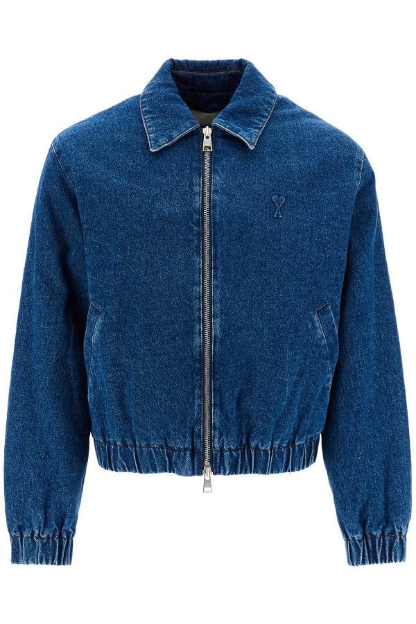 Ami Alexandre Matiussi Denim Bomber Jacket For Online Sale