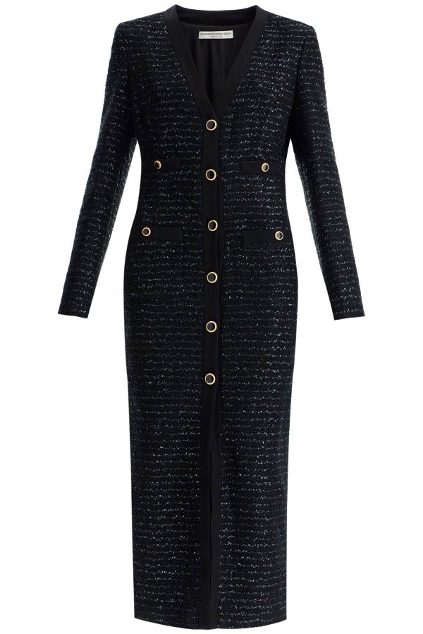 Alessandra Rich Midi Tweed Dress With Sequins Online Hot Sale