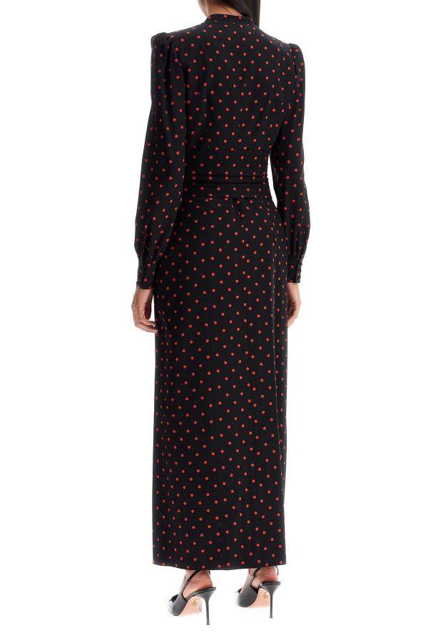 Alessandra Rich Silk Maxi Dress With Polka Dots Discount