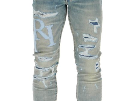 AMIRI Jeans Con Logo In Pelle Hot on Sale