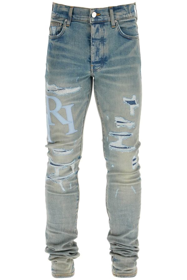 AMIRI Jeans Con Logo In Pelle Hot on Sale