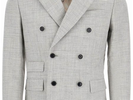 Versace Double-Breasted Wool Blend Blazer Hot on Sale