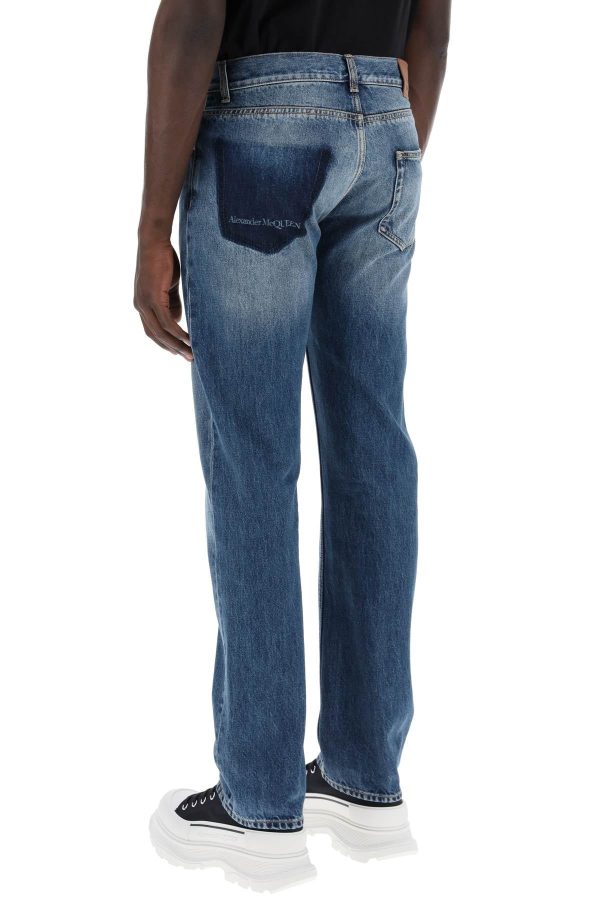 Alexander Mcqueen Straight Leg Jeans With Faux Pocket On The Back. Fashion