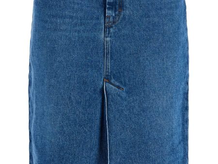 Ami Alexandre Matiussi Denim Midi Skirt In Seven Online Hot Sale