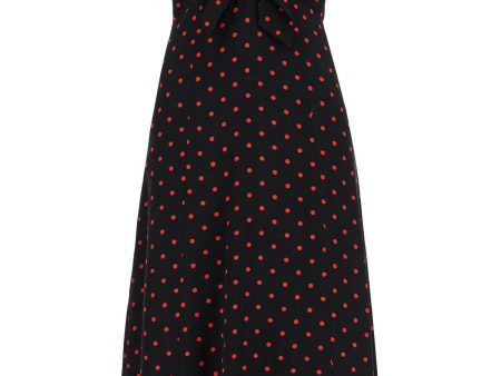 Alessandra Rich Polka Dot Silk Midi Dress Hot on Sale