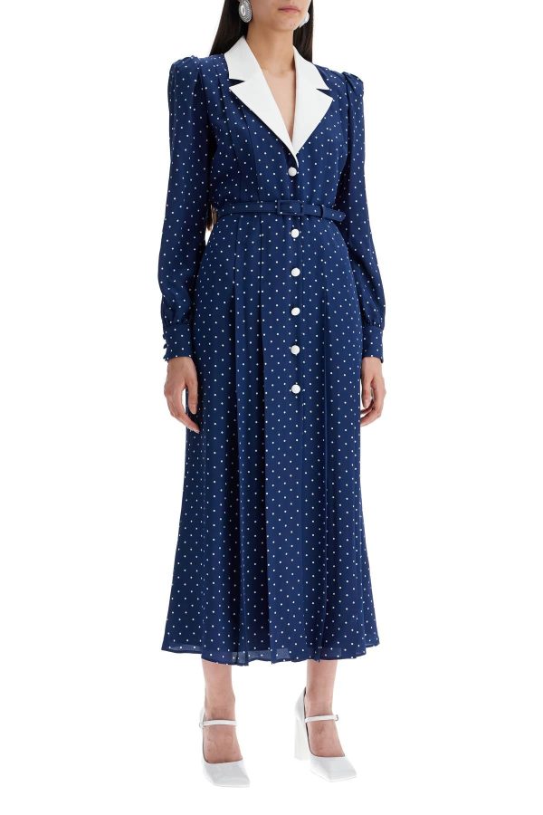 Alessandra Rich Midi Dress With Mikado Collar In Hot on Sale