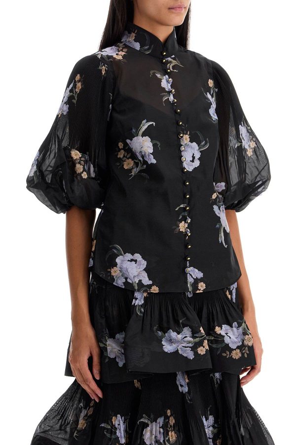 Zimmermann Illustrated Blouse With Pleated Sleeves Fashion