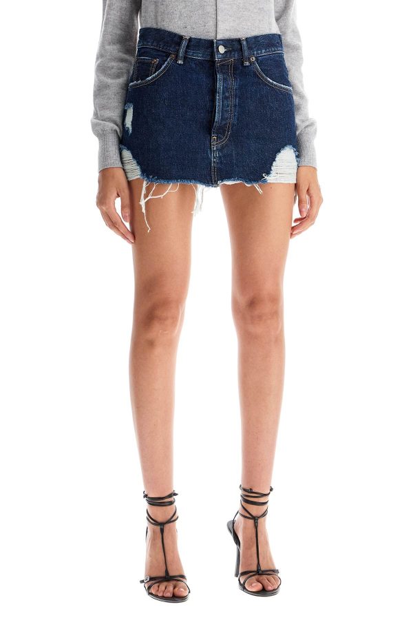 Acne Studios Destroyed Denim Mini Skirt Online Hot Sale