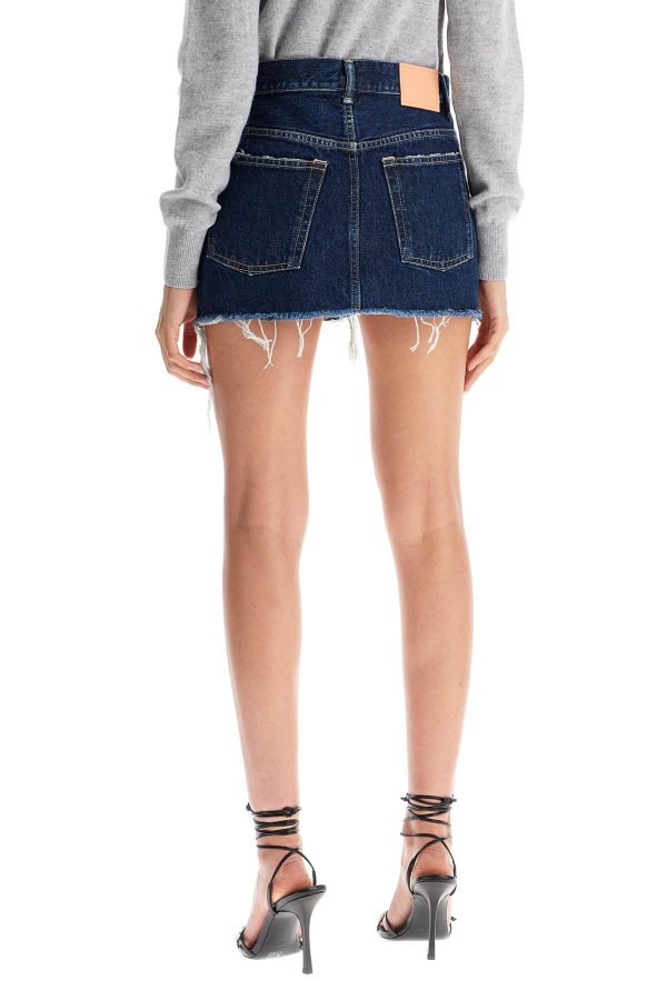 Acne Studios Destroyed Denim Mini Skirt Online Hot Sale