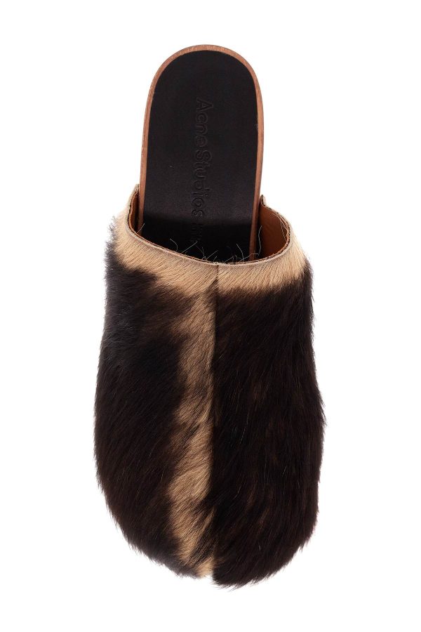 Acne Studios Wooden Clogs In Pony Hair on Sale