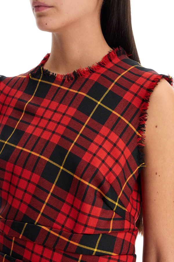 Alexander Mcqueen Distressed Wool Tartan Mini Dress For Sale