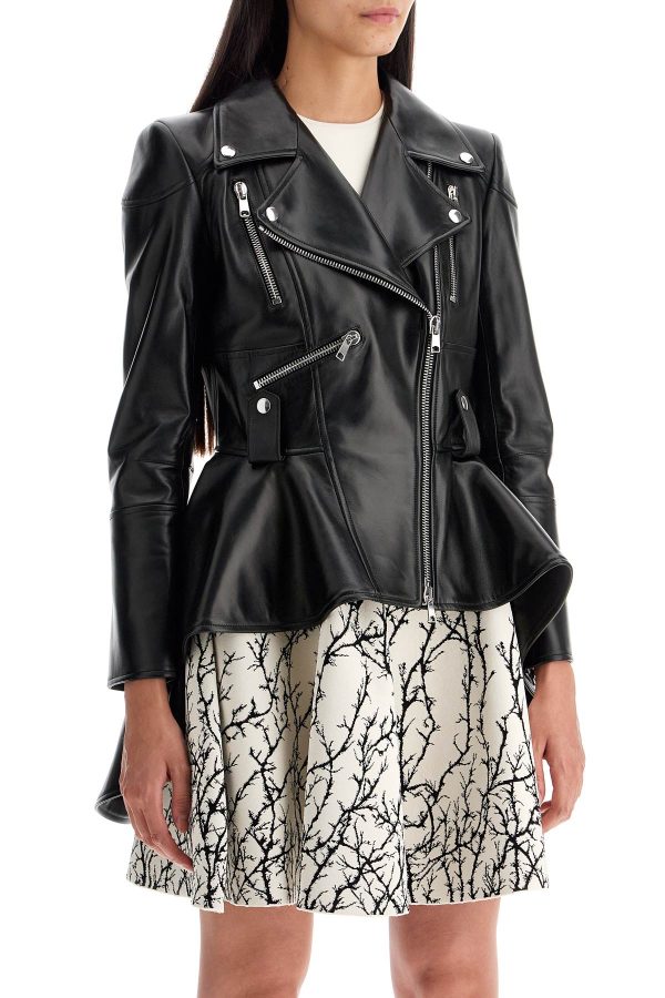 Alexander Mcqueen Peplum Leather Biker Jacket Supply