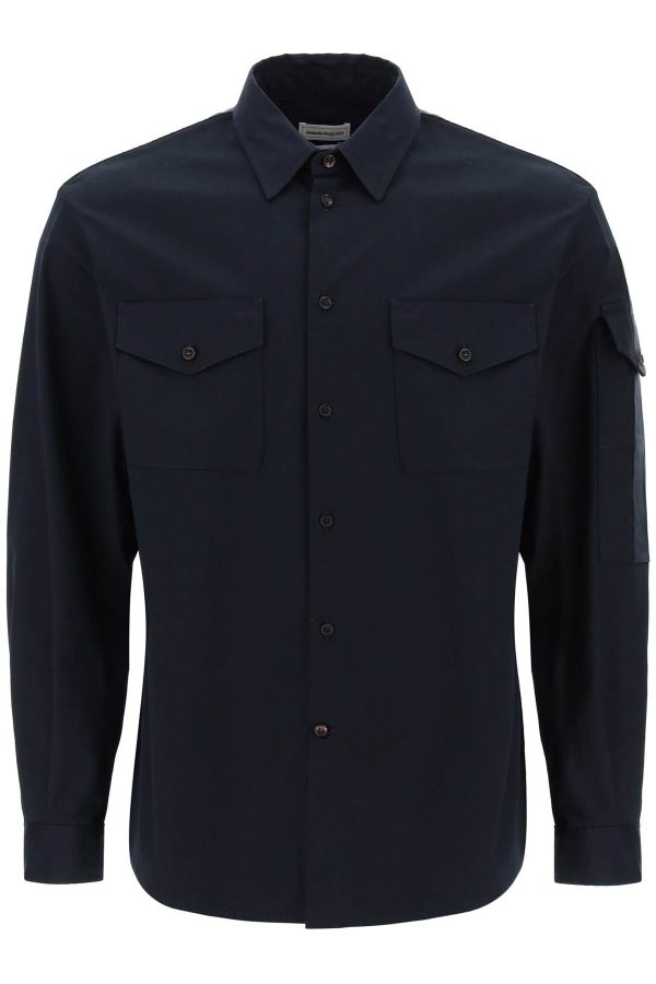 Alexander Mcqueen Shirt With Logo Band On The Sleeve on Sale