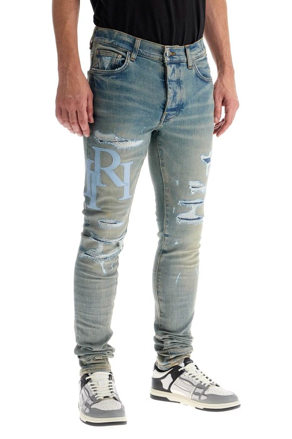 AMIRI Jeans Con Logo In Pelle Hot on Sale