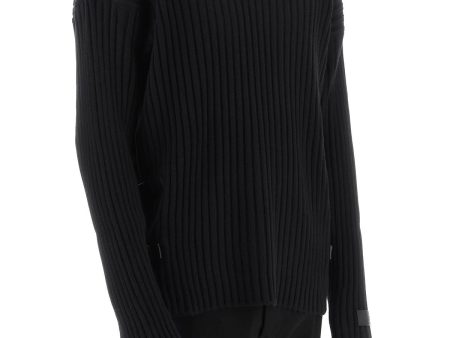 Versace Ribbed-Knit Sweater With Leather Straps For Discount