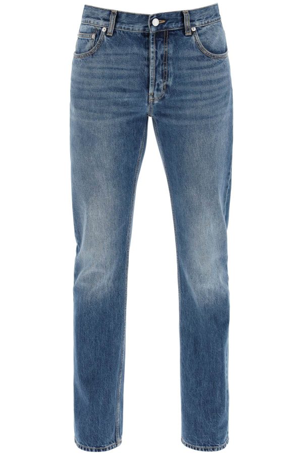 Alexander Mcqueen Straight Leg Jeans With Faux Pocket On The Back. Fashion