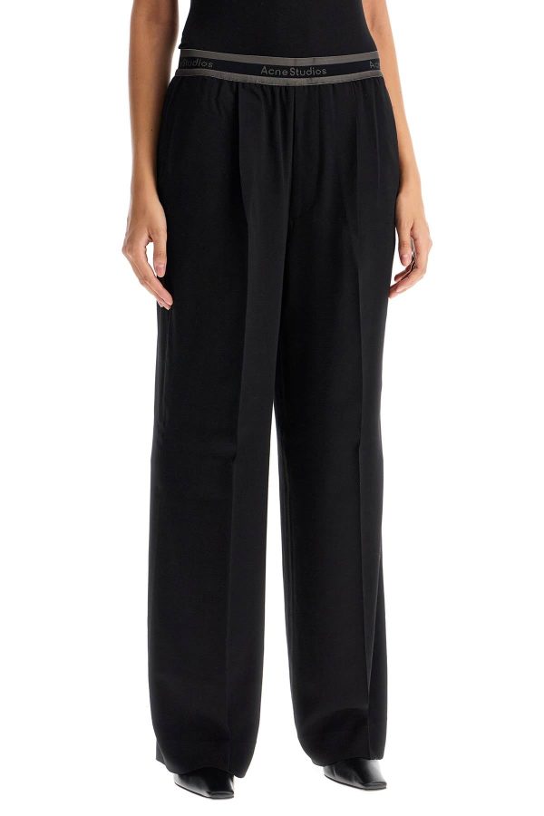 Acne Studios Wide Twill Pants With Elastic Waistband For Cheap