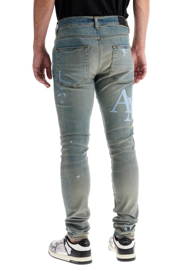 AMIRI Jeans Con Logo In Pelle Hot on Sale